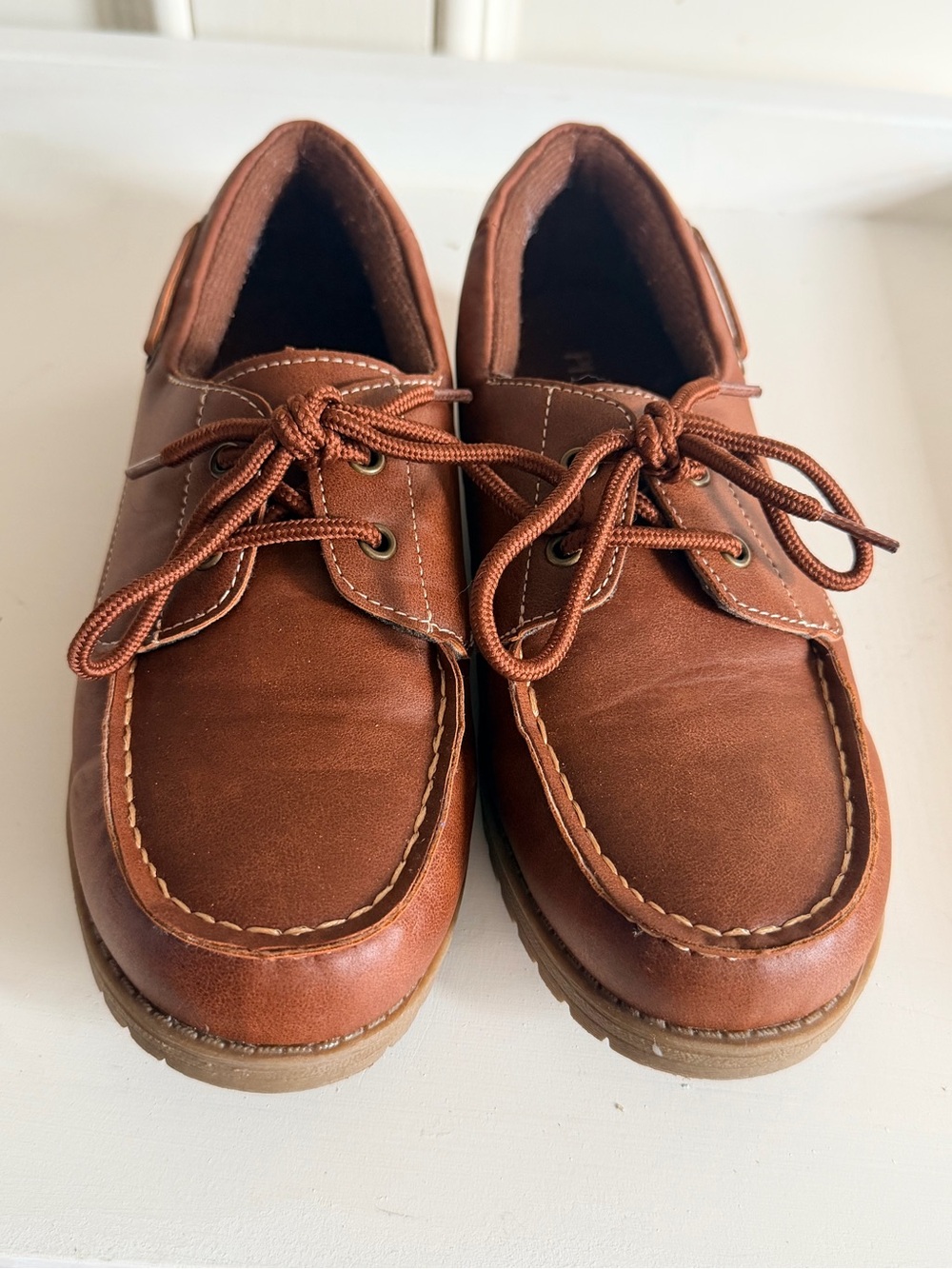 The Children's Place Boys Faux Leather Boat Shoes Brown Size Youth 4